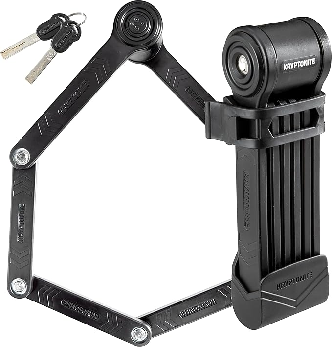 Kryptonite Keeper Folding Bike Lock, 2.75FT/3.25 FT Long Compact Lightweight High Security Anti-Theft Foldable Bicycle Lock with 2 Keys and Mount for E-Bikes Scooter Road Mountain Bike