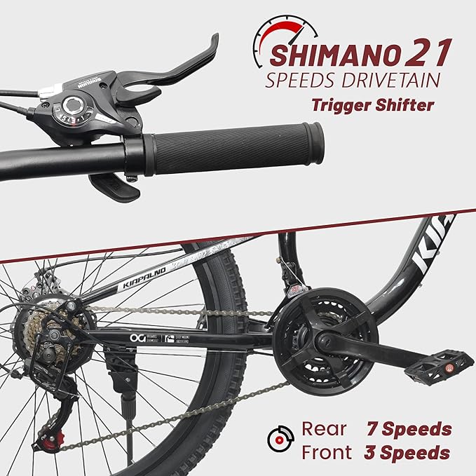 24/26/27.5 Inch Wheel Mountain Bike, 21 Speed MTB Bike with Full Suspension, Steel Frame and Dual Disc Brakes, Adult Mens Outdoor Cycling Mountain Bicycle