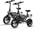 Electric Bike with Basket, 14" Folding Ebike 22 MPH, 35 Miles Range, Dual Suspension, 715W Peak Brushless Motor with 30° Uphill, Adjustable Seat, Commuter Electric Bicycle for Adults 330LBS Load