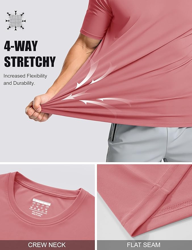 MAGCOMSEN Men's Short Sleeve UPF 50+ T-Shirt Quick Dry Workout Athletic Running Swim Tops Tee Rash Guard Performance Shirts