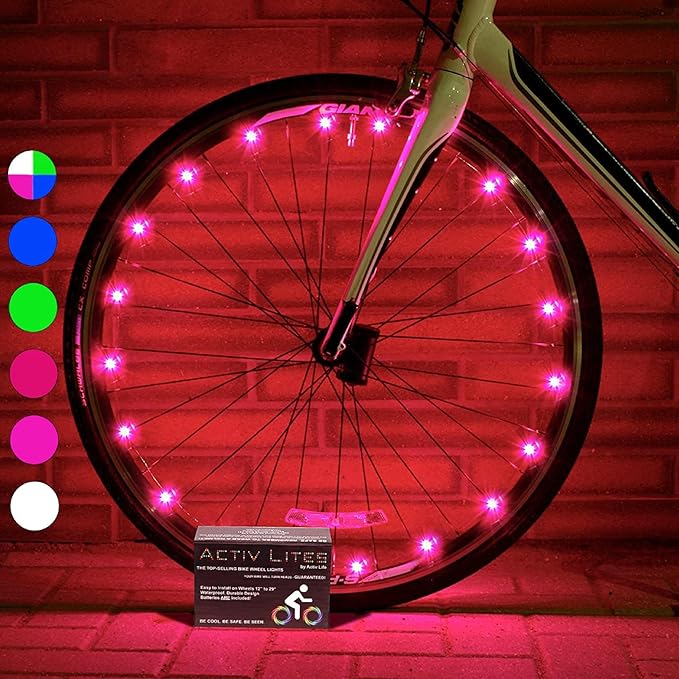 Activ Life 2-Tire Pack LED Bike Wheel Lights with Batteries Included, Get 100% Brighter and Visible from All Angles for Ultimate Safety and Style