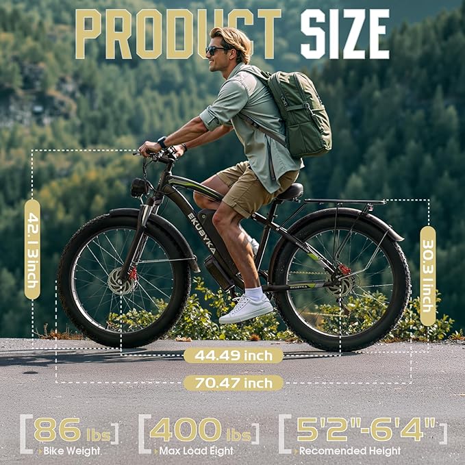 6000W Dual Motor Electric Bike for Adults, 48MPH Fast Ebike with 52V 36Ah Removable Battery, Up to 100 Miles Long Range, 24/26 Inch Fat Tire, Shimano 7-Speed, Shock Absorber Commuter E-Bike