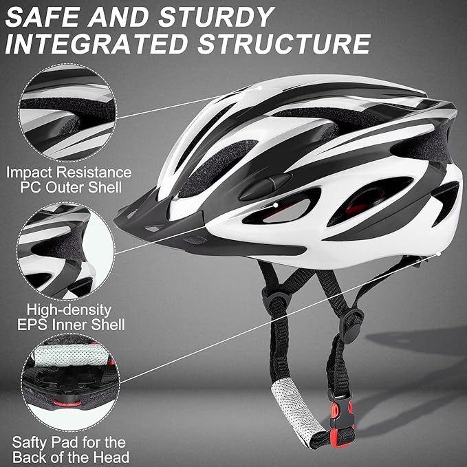 Zacro Adult Bike Helmet Lightweight for Men Women Comfort with Pads&Visor, Certified Bicycle Helmet for Adults Youth Mountain Road Biker