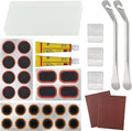 Bike Inner Tire Patch Repair Kit, with 24 PCS Vulcanizing Patches,Portable Storage Box, Metal Rasp and 2 Premium Stainless Steel Levers - Also for Road Mountain Bicycle Trave