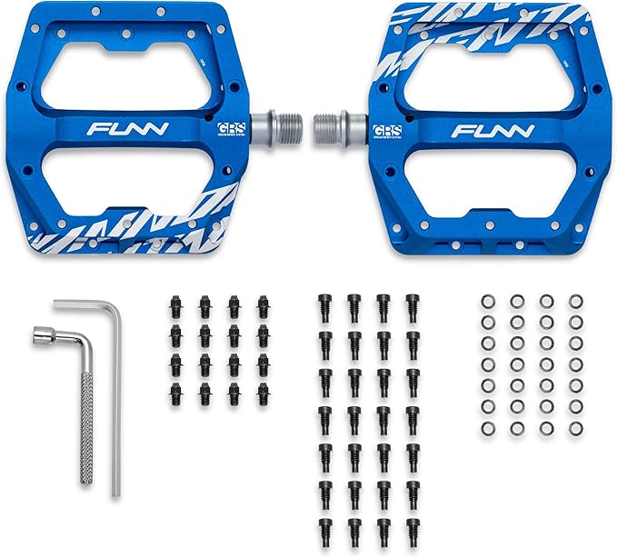 Funn Funndamental Flat Pedals - Wide Platform Bicycle Pedals for BMX/MTB Mountain Bike, Adjustable Grip for Outstanding Stability, 9/16-inch CrMo Axle