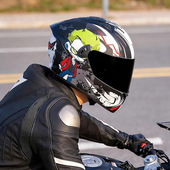 VCOROS Full Face Dual Visor Motorcycle Helmet for Adults Motorbike Street Bike Racing Helmets X9 DOT Approved with Black Visor
