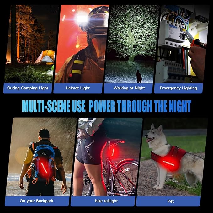 2026 Upgrade 6800Lumen Bike Light for Night Riding,Super Bright 6 LED Headlight,Aluminum 10 Mode Rechargeable Bicycle Light Front and Rear,360°Rotatable Brackt,Waterproof,Runtime 72 hr,Road Shockproof