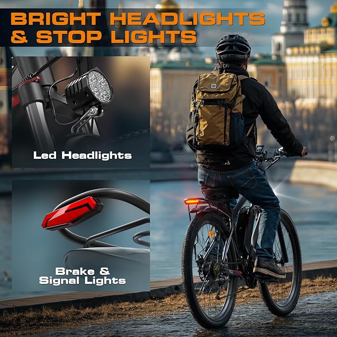 2000W Peak Electric Bike for Adults, 48V 17.5Ah 840Wh 29'' Tires Max 34 mph 30-80 Miles Range City Commuting Class3 Ebike Front Suspension Disc Brake for Off-Road Riding