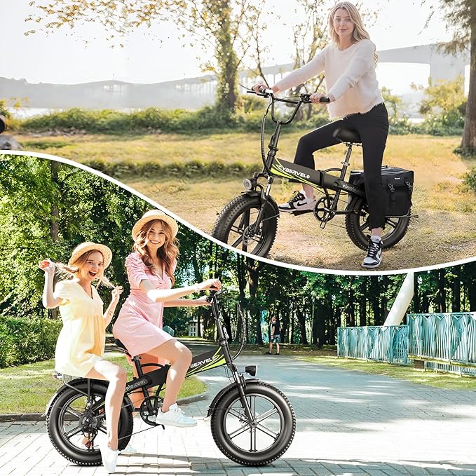 1000W Folding Electric Bike, 48V 20AH Large Removable Battery E Bike, 30+MPH, 80 Miles Max Range, 20" Fat Tire Electric Bike for Adults