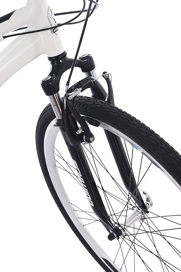 Schwinn Network 3.5 Hybrid Bike, 700c Mens and Womens Bike, 21-Speed Hybrid Bicycle, Aluminum Frame, Suspension Seat, Alloy Linear Pull Brakes, Adult Bicycle