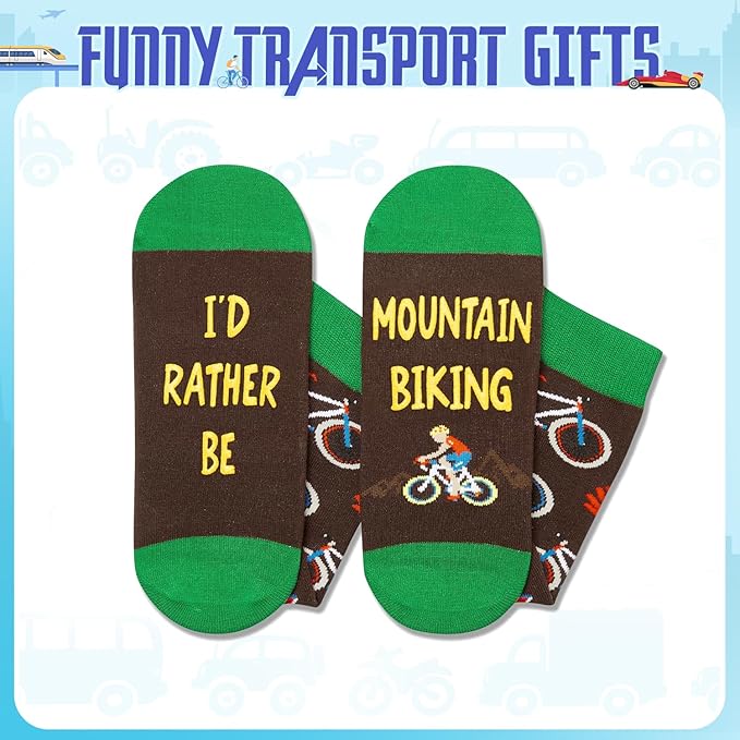 Zmart Funny Transportation Gifts - Race Car Train Motorcycle Tractor Bike Socks for Adult