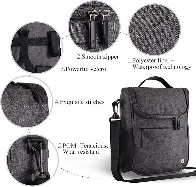 CamGo Handlebar Bag for Bike Canvas Shoulder Bags Small Handbag Cycling Front Basket Bicycle Top Tube Storage Pack with Rain Cover Grey