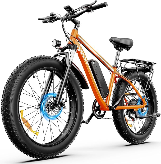 [UL Certified] Electric Bike for Adults with Peak 1500W Brushless Motor, 48V 15AH 35-60 Miles Battery Electric Bicycle, 26" Fat Tire Mountain Bike 28MPH 7 Speed Gears Ebike for Work,Off Road