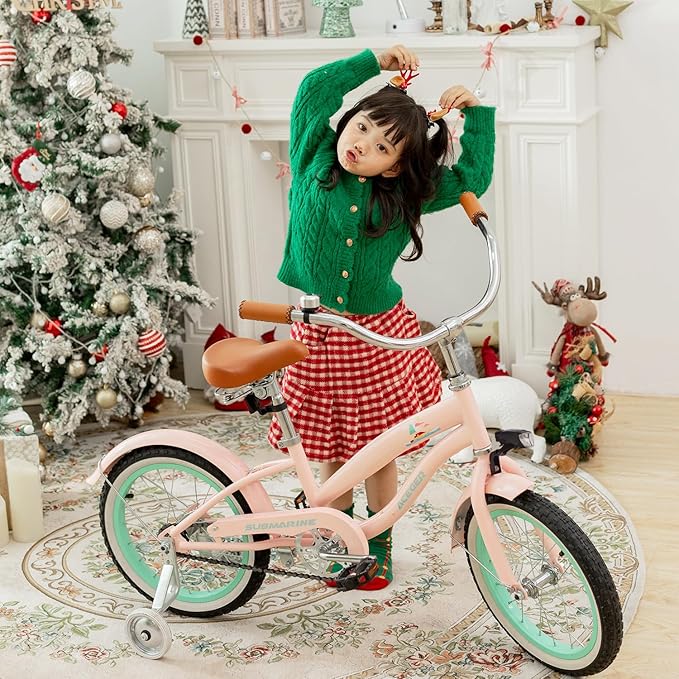 ACEGER Girls Beach Cruiser Bike for Kids 5-13 Years Old, 16" 18" 20" 24" Single Speed Kids Bicycle Included Coaster Brake, Front and Rear Reflectors, 24" 7 Speeds with Dual Brakes