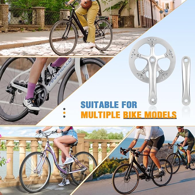 ZUKKA Bicycle Crankset 42/46/52 Teeth Aluminum Alloy Crankset with Double Chain Cover 170mm Arm for MTB Mountain Bike Compatible with 6/7/8/9/10 Speeds Bike Square Type