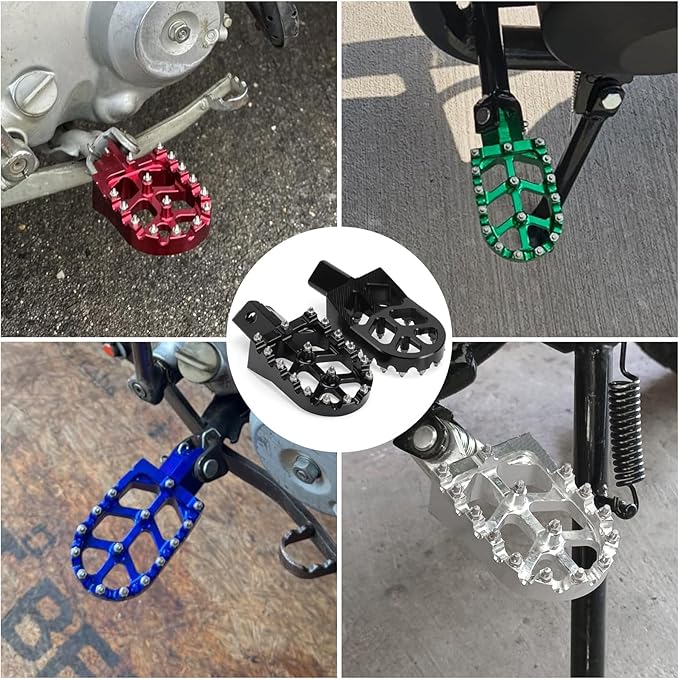 Mini Bike Foot Pegs CNC Anti-Slip Wide Footpegs for CRF50 CRF70 Coleman CT100U CT200U BT200X CC100X CRF XR50 70 110 125 SSR Apollo TaoTao Motorcycle Dirt Bike Pit Bike Pedals (Silver)