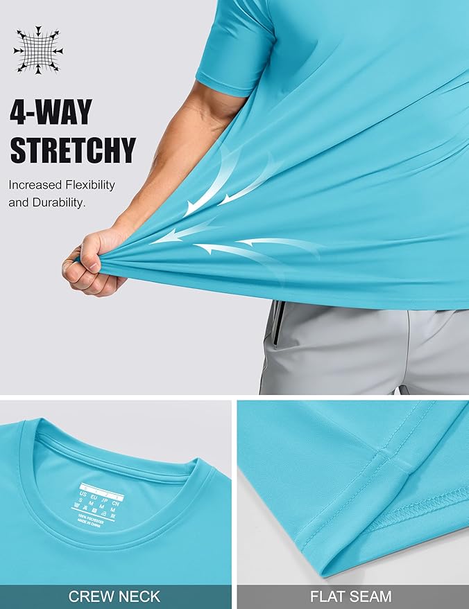 MAGCOMSEN Men's Short Sleeve UPF 50+ T-Shirt Quick Dry Workout Athletic Running Swim Tops Tee Rash Guard Performance Shirts