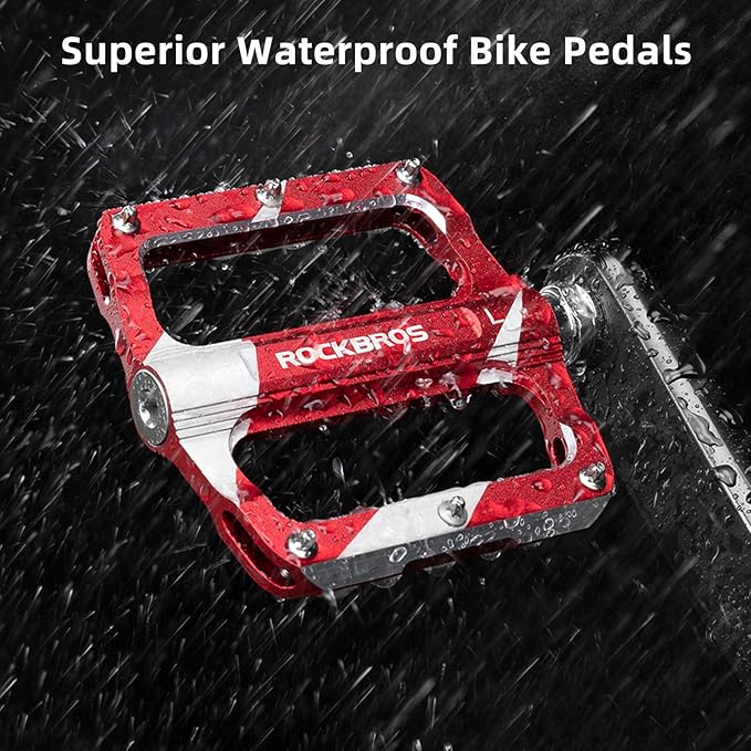 Rock BROS Mountain Bike Pedals Flat Bicycle MTB Pedals 9/16 Lightweight Road Bike Pedals Carbon Fiber Sealed Bearing Alloy Flat Pedals 1 Pair