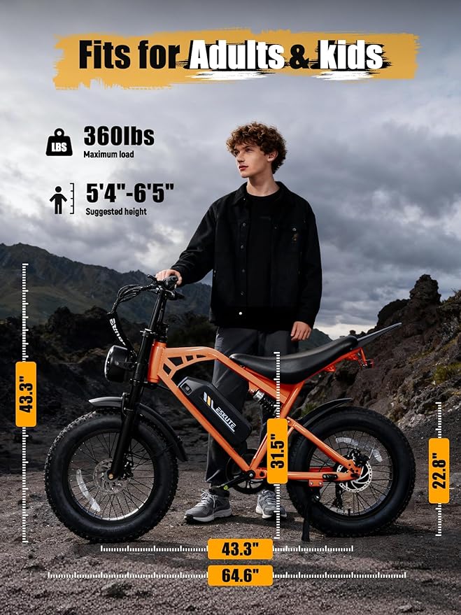 V100/V200 1500W Peak Electric Bike for Adults, 28MPH 48V13&20.8 Ah Removable Battery, 16/20"x4.0" Fat Tire, 7-Speed E-Bike with Dual Suspension – Commuter Ebike for Men & Women