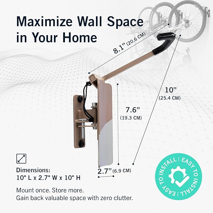 StoreYourBoard Bike Swivel Rack – Wall Mounted Garage Bike Storage, Vertical Bike Rack with 120° Swivel Hanger & Stopper – Space-Saving Bike Rack Garage Mount for Kids Bikes, BMX