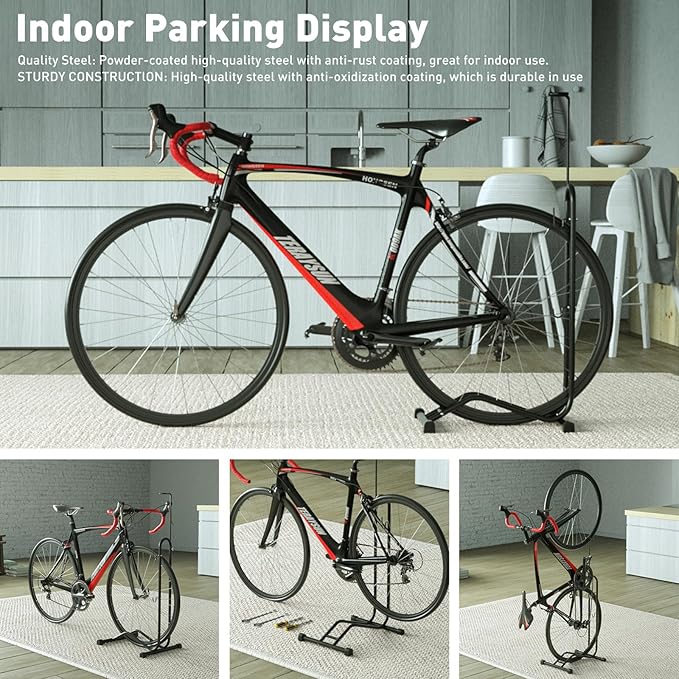 Bike Parking Stand,Bike Floor Stand Parking Rack，Bike Rack Bicycle Floor Parking Stand, Bike Storage Holder for Garage,Indoor & Outdoor，Mountain & Road Bikes，2 Pack