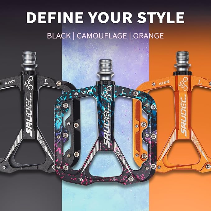 Premium Bike Pedals, Lightweight Bicycle Pedals for BMX/MTB -Universal Aluminum Wide Paltform and Lightweight