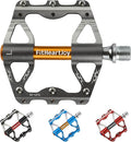 Mountain Bike Pedals, MTB Pedal with 3 Sealed Bearings, 9/16", CNC Aluminum Flat Bicycle Accessories with Anti-Slip Pins for Mountain Road Bike (Red/Black/Blue/Grey)