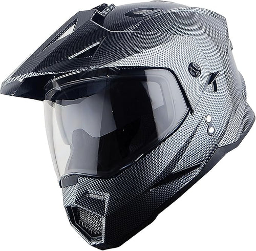 1Storm Youth Kids Dual Sport Dual Visor Motorcycle Motocross Off Road Full Face Helmet Matt Black