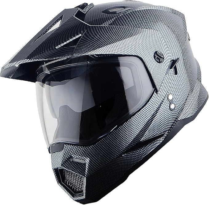 1Storm Dual Sport Motorcycle Motocross Off Road Full Face Helmet Dual Visor: HF802