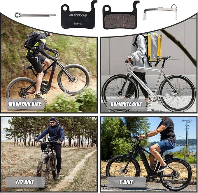 BUCKLOS Bike Disc Brake Pads - Bicycle Disk Brake Pads for Zoom/Shimano Deore XT XTR LX SLX Hone Alfine Saint for Ebike/Mountain Bike/Electric Bike/Road/Scooter