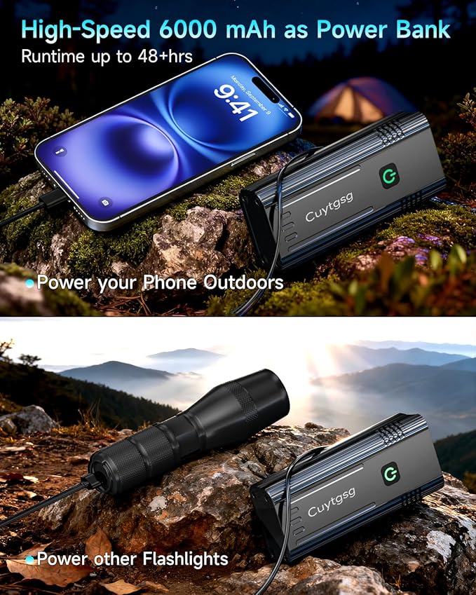 2026 Upgrade 6800Lumen Bike Light for Night Riding,Super Bright 6 LED Headlight,Aluminum 10 Mode Rechargeable Bicycle Light Front and Rear,360°Rotatable Brackt,Waterproof,Runtime 72 hr,Road Shockproof