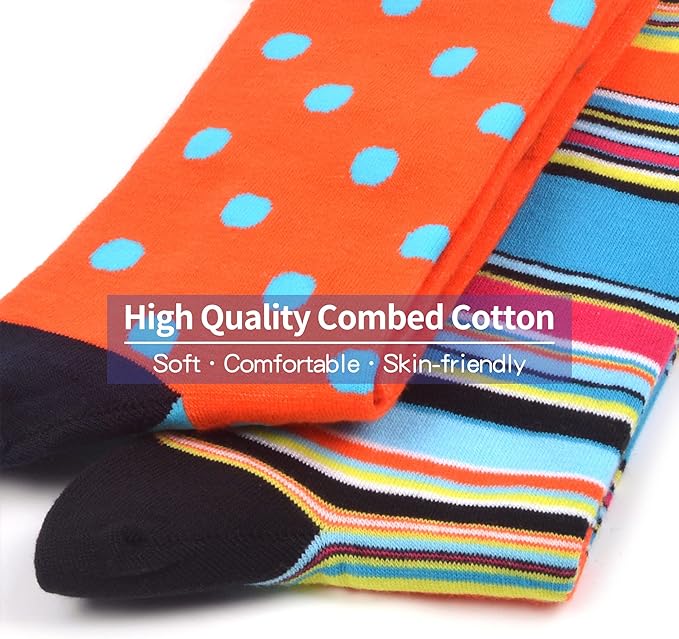 WeciBor Men's Dress Funny Crazy Colorful Novelty Combed Cotton Crew Socks 12 Pack - Size 7-10/10-13/13-15
