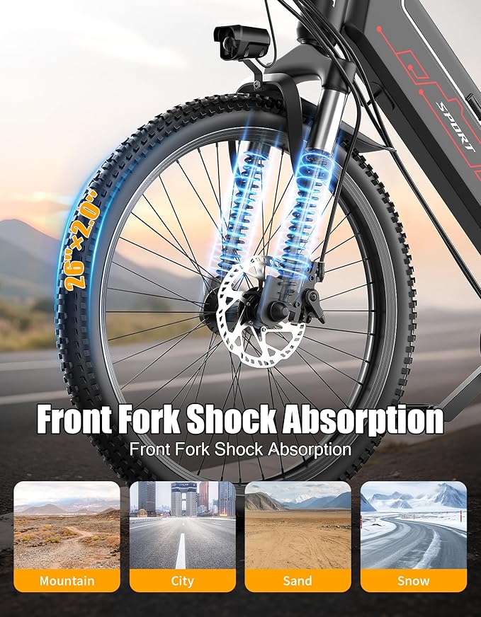 Electric Bike for Adults, 1500W Peak E bike with 48V 12Ah Internal Removable Battery, 26" Electric Bicycle Up to 25MPH, 65 Miles Long Range, 5 Modes & 7 Speeds, Lightweight Cruiser E-bike for Commute