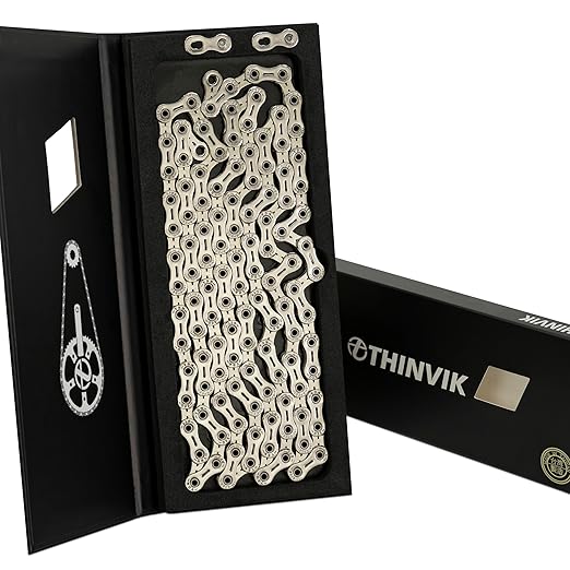 Thinvik Bike Chain 11 Speed, 1/2''× 11/128'', 110 Links - Road & Gravel and MTB Chain for Shimano and SRAM(Not for SRAM AXS) - Elite Silver Full Hollow - Quick Link Included