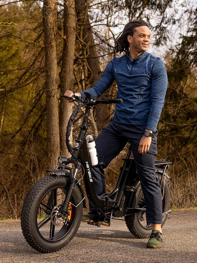 Heybike Ranger 2.0 Foldable Electric Bike for Adults, 20"×4 Fat Tire Ebike with 1400W Peak Motor, 28 MPH Max Speed, 600Wh Removable Battery, Up to 65 Miles Range, Front Suspension Step-Thru E Bike