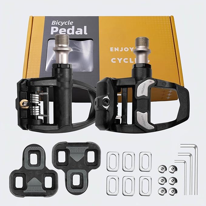 WOWSPORT Look Keo Road Bike Pedals - Lightweight Clipless Pedals with Sealed Bearings & Nylon/Carbon Body | 9/16″ Spindle, Compatible with Look Keo Cleats for Indoor & Road Cycling