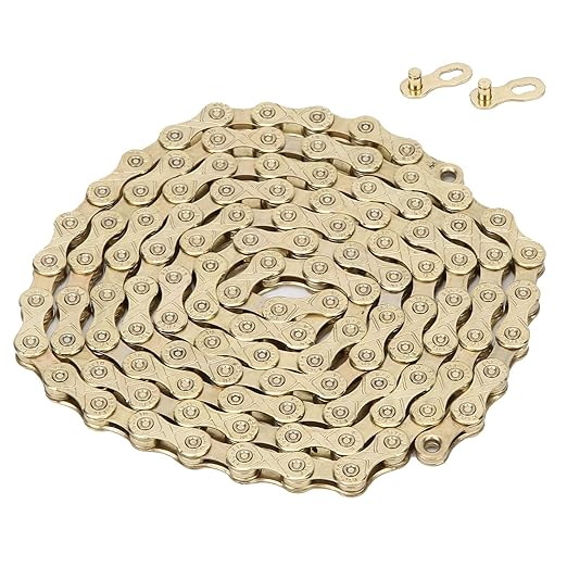 F10 Mountain Road Folding Bike Chain Steel 10 Speed Wearresistant Installation Chain for Beginner Bike (Silver) (Gold