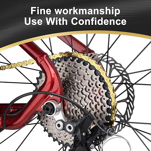 Bike Chain, 6 7 8 Speed Bike Chain 1/2" x 3/32" 116 Links Bicycle Chain for Road Mountain Folding Racing Cycling Bikes (Gold)