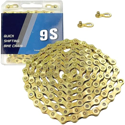 VERKSTAD 9 Speed Bike Chain, Bike Chain 1/2" x 11/128" 116 Links for Road Bike MTB Racing Cycling