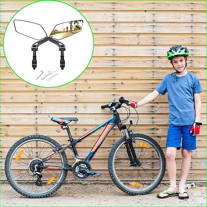 1 Pair Adjustable Handlebar Bike Mirror, Shatterproof HD Glass Lens, Universal Fit Rearview Bicycle Mirrors, 360° Rotatable, Compatible with Mountain Bikes, E-bikes, Road Bikes