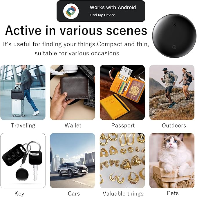 Smart Tracker Tags,Smart Tracker(2025), Works with Google's Find Hub/Find My Device (Android Only) App, Tracker Tag Locator for Keys, Luggage, Satchel, Backpack (Not for Apple Devices)