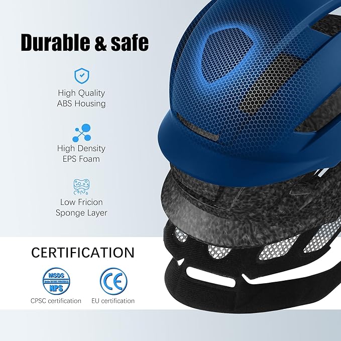 LUMDEER NEUBOZ Hat Bike Helmet for Adults - Certified Bicycle Helmet with Light & Visor, Durable Commuter Ebike Helmet for Men Women