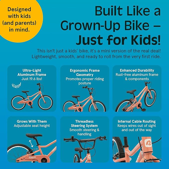 Retrospec Koda Plus Kids Bike for Boys & Girls Ages 6-8 Years - 20" Children's Bicycle, Adjustable Seat & Handlebars