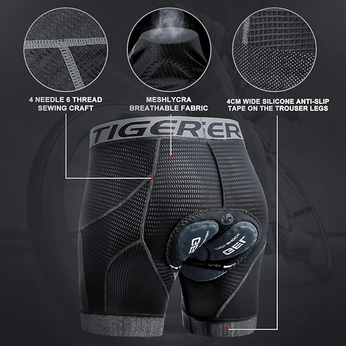 X-TIGER Men's Cycling Underwear Shorts 5D Padded Gel,MTB Biking Shorts Pants with Breathable,Adsorbent Design