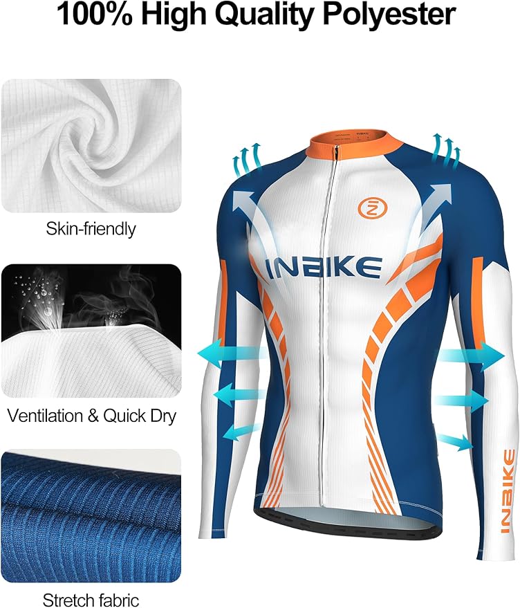INBIKE Cycling Jersey Men Set Bib Shorts Set Breathable Bike Shirts Quick-Dry Bib Bicycle Jersey Biking Clothing Set