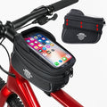 Nomad USA Bicycle Bag, Expandable Bike Tool Pouch Front Frame/Handlebar Bag, Touch Screen Waterproof Cycling Phone Fits All iPhones, Galaxy S25, Pixel Pro, Reflective Top Tube Bag for Bike Accessories