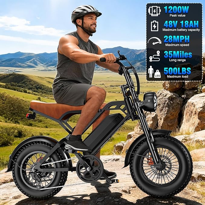 Electric Bike for Adults, 1200W Peak Motor Commuter Ebike, 20-28MPH Speed, 32 Miles Range, Removable Waterproof Battery, Dual Disc Brakes Electric Bicycle, UL 2849 Certified