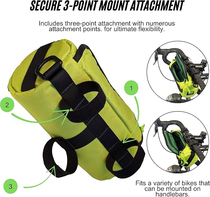 Handlebar Bag (Plaid Max) | 2 Liter Capacity | Spacious Bike Bag w/ 2 Extra Long Buckle Straps & 1 Hook-and-Loop Strap | Water Resistant Front Basket | Bike Accessories | Made in USA