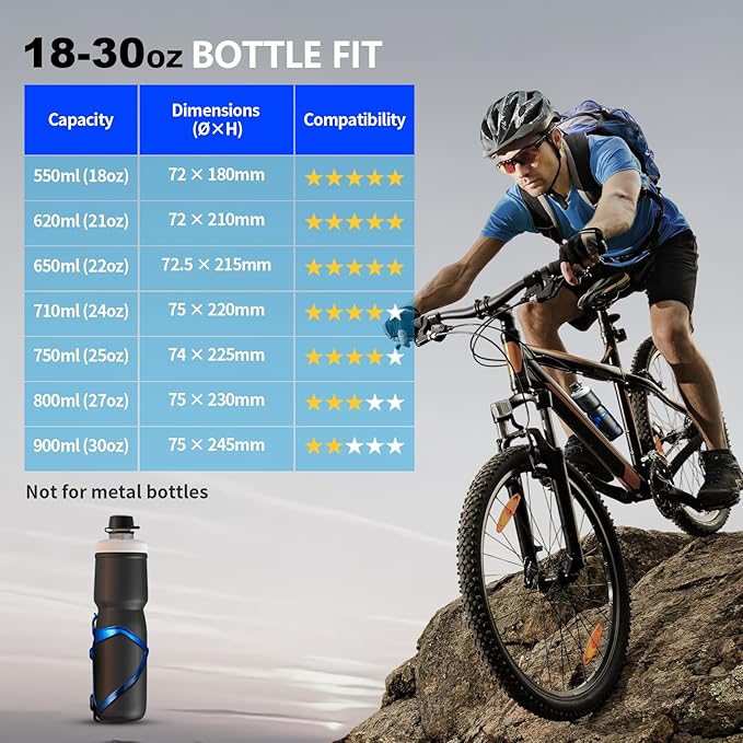 Bike Water Bottle Holder Bicycle Cage for Mountain Road MTB Gravel Adult Bikes Cycling Universal Carrier Rack 1 Pack Aluminum Alloy Ultralight Kettle Drink Accessories Blue