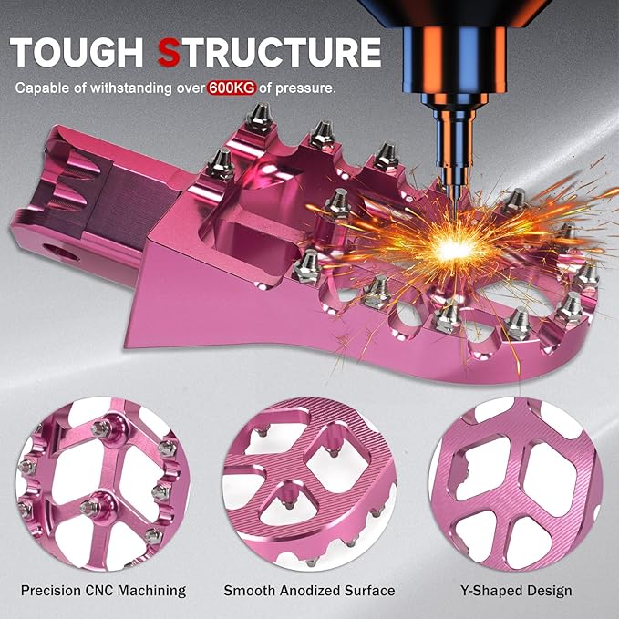 Mini Bike Foot Pegs CNC Anti-Slip Wide Footpegs for CRF50 CRF70 Coleman CT100U CT200U BT200X CC100X CRF XR50 70 110 125 SSR Apollo TaoTao Motorcycle Dirt Bike Pit Bike Pedals (Pink)